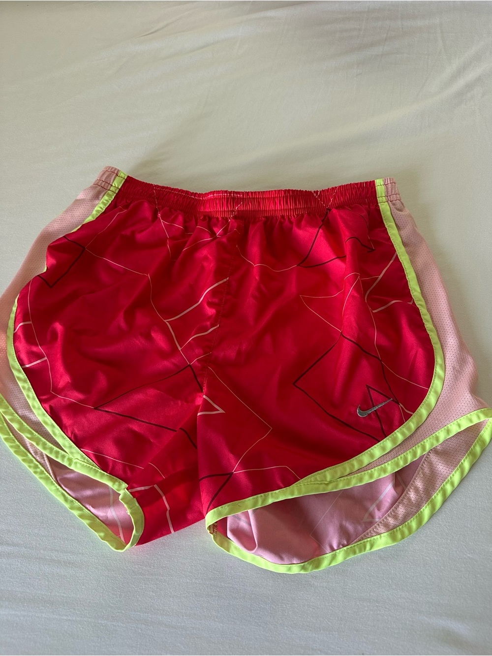 Nike Women's Hot Pink Athletic Shorts with Lime Trim
